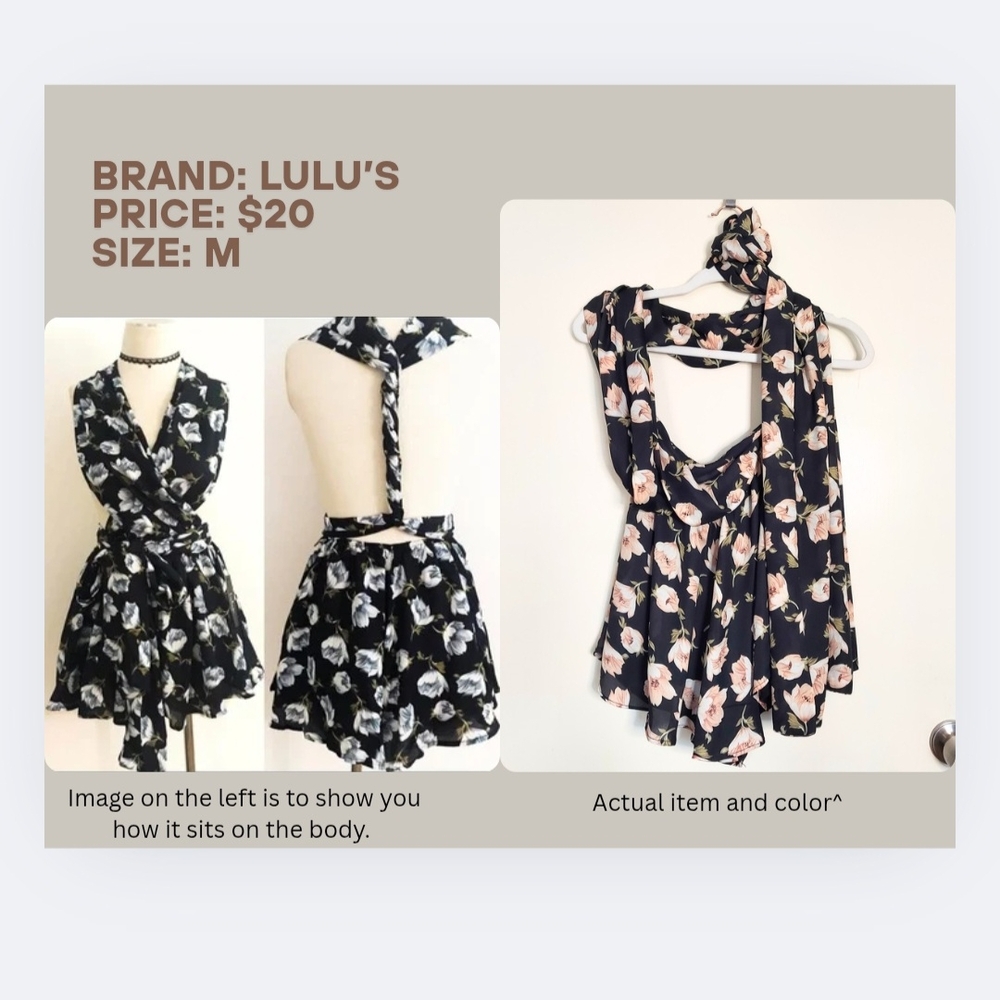LULU'S | Floral Romper (Shorts) With Adjustable Straps | Size M